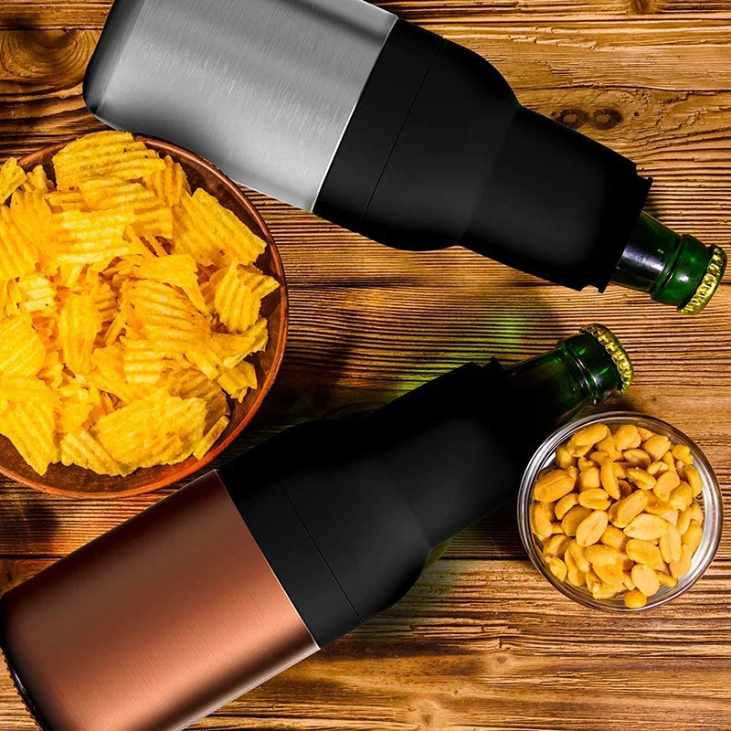 DEOUNY Frosty Beer Vacuum Insulated Double Walled Stainless Steel Beer Bottle And Can Cooler With Opener Bar Tools
