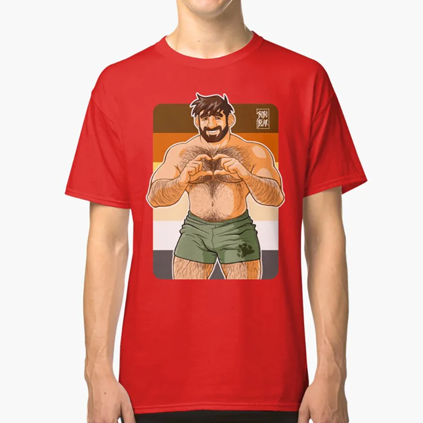 Красный ADAM I LOVE YOU-BEAR PRIDE Футболка bobobear bobobearart bobo bear bobo nisi bear gay bear gayart gay art bear art - Цвет: Красный