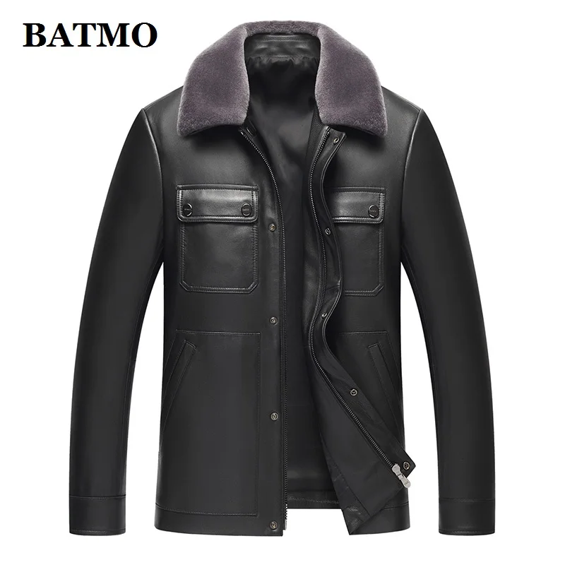BATMO мужские Куртки из натуральной кожи, мужские тонкие Куртки из натуральной овчины, большие размеры 19009