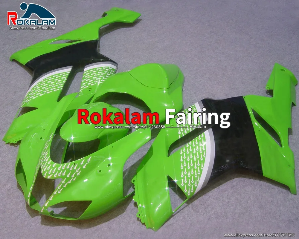 

ABS Cowling For Kawasaki Ninja ZX6R 2007 2008 ZX-6R 07 08 Green Black Motorbike Fairing Kit (Injection Molding)
