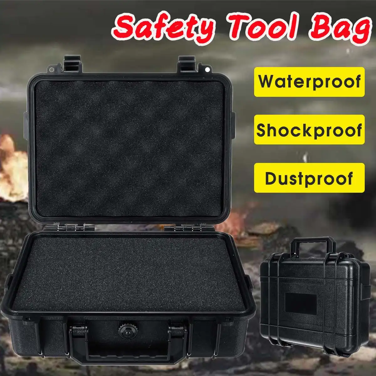 

Waterproof Safety Case ABS Plastic Tool Box Tactical Dry Box Sealed Safety Equipment Storage Toolbox Outdoor Tool Container