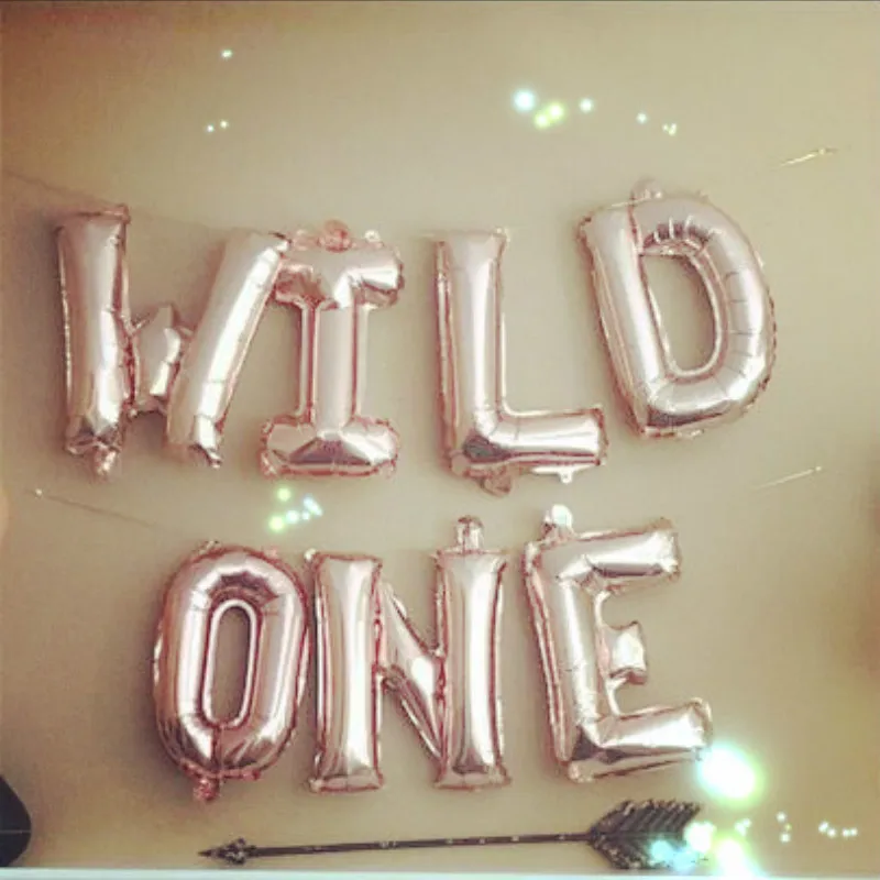 16 &quotWILD ONE Баннер Письмо фольги воздушный шар Дети 1 го украшения для вечеринки в