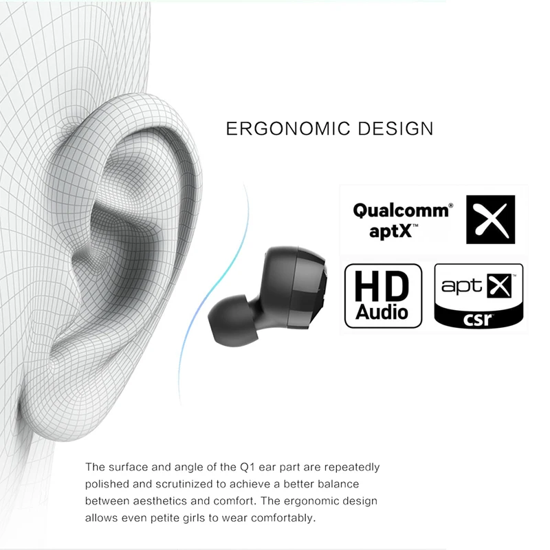 Wireless Headphones APTX Audio QCC3020 Chip Bluetooth Earphone TWS Earbuds HD Music Headset IPX5 Waterproof 8h Playtime With Mic