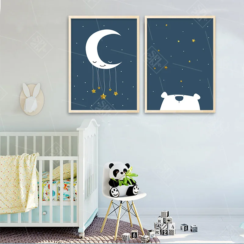 Baby-Nursery-Canvas-Poster-Cartoon-Whale-Moon-Wall-Art-Print-Minimalist-Painting-Decoration-Picture-Nordic-Kid (2)