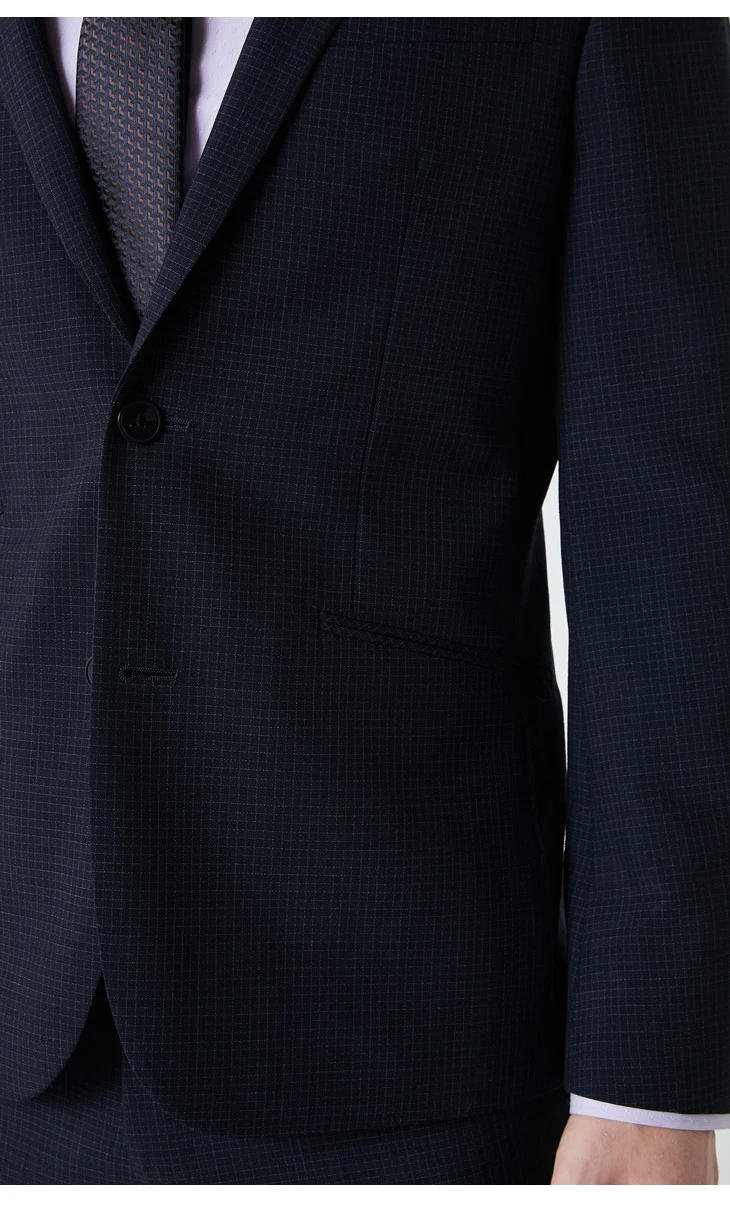 Мужская клетчатая приталенная куртка из смесовой шерсти в клетку, деловой Блейзер T | 41915Y508