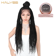 Kaylss 30 дюймов 13x7 плетеные парики синтетические кружева спереди парик Updo плетеные парики с детскими волосами для черных женщин корнроу Плетеный парик