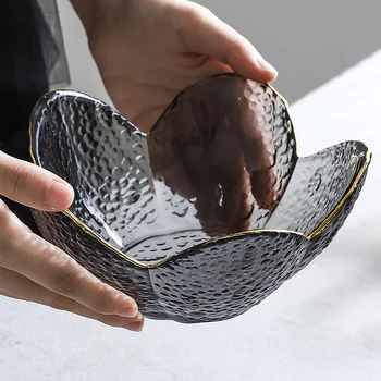 

Petal Shaped Salad Bowl Irregular Dessert Bowls Glass Transparent Phnom Penh Ramen Noodles Fruit Bowl Cutlery Kitchen Tableware