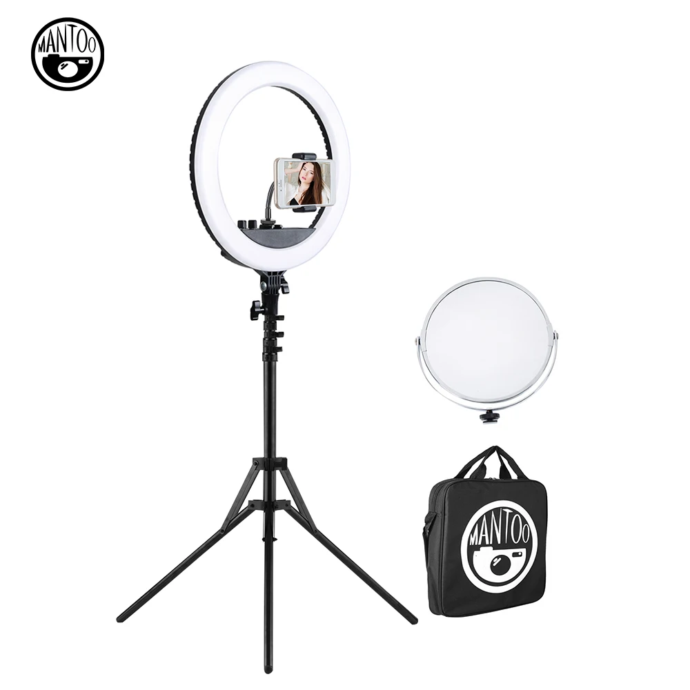 10 inch Ring Light Kit Dimmable Ring Lighting Kit with 2.1M Light Stand 2 Phone Holders Work with Smartphone and SLR Camera for Video Shooting