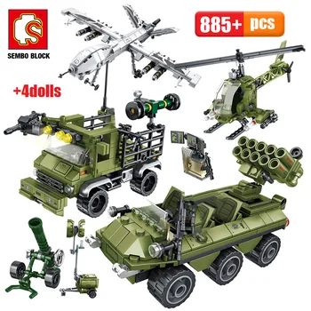 

SEMBO City Military Army Fighter Airplane Building Blocks Technic Car Truck WW2 Vehicle Soldier Figures Bricks Kids Toys