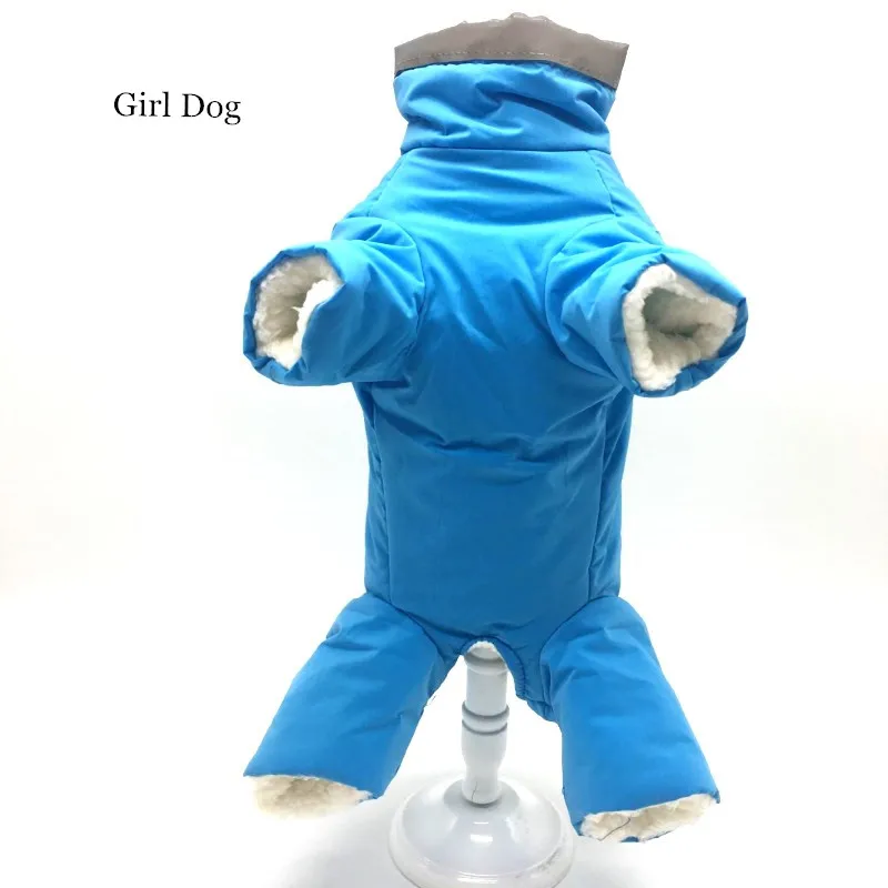 Зимняя одежда для домашних животных для собак Светоотражающая Водонепроницаемая курта для собак теплые флисовые комбинезоны для щенка чихуахуа французская одежда для бульдога - Цвет: blue for girl