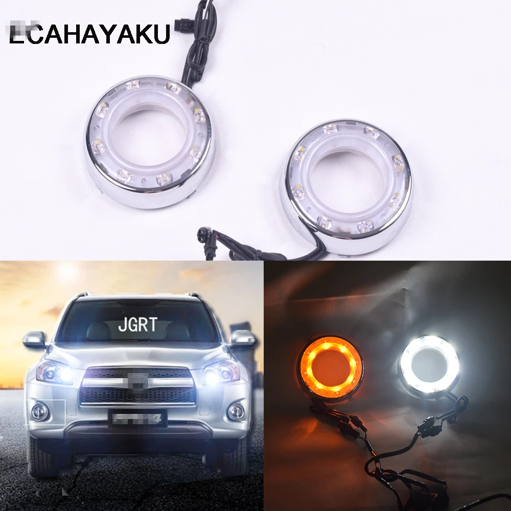 

ECAHAYAKU LED Daytime Running Lights for Toyota RAV4 DRL 2012 2013 RAV4 LED Fog Light Driving Front Lamp Automobile Accessories