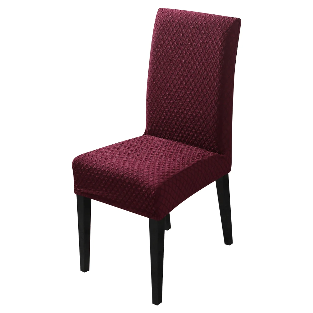 Knitting Jacquard Solid Color Big Chair Cover Thick Elastic Seat Chair Covers Stretch Slipcovers For Wedding Banquet Hotel - Цвет: wine red