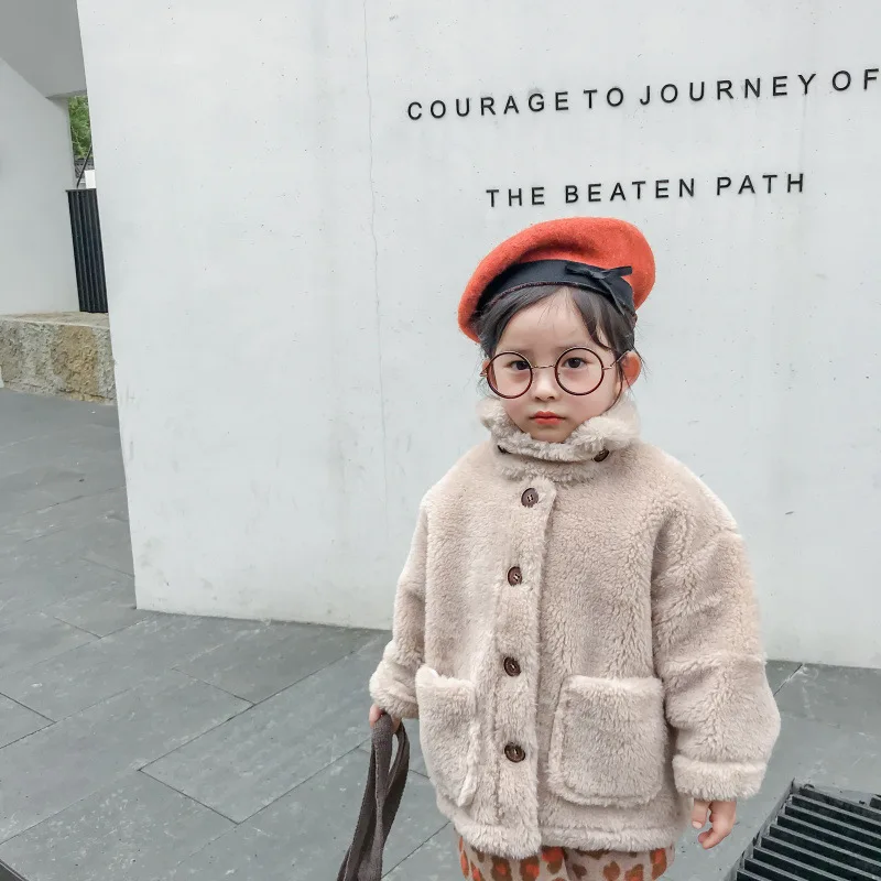 Детское пальто, куртка осенне-зимняя одежда для малышей Новинка года, детское шерстяное пальто в Корейском стиле милая одежда с мехом для мальчиков и девочек, От 1 до 6 лет