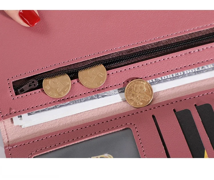 Emerald High-Quality 3 Fold Women'S Wallet Large Capacity Pu Leather Long Wallet Clutch Coin Purse Card Holder