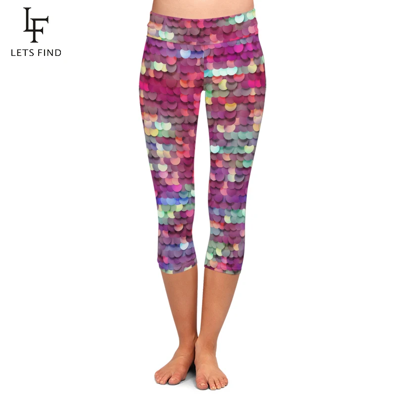 LETSFIND Summer Beautiful Fish Scales Digital Printing Women Capri Leggings High Waist Plus Size Fitness Sexy Mid-Calf Leggings LETSFIND Summer Beautiful Fish Scales Digital Printing Women Capri Leggings High Waist Plus Size Fitness Sexy Mid-Calf Leggings