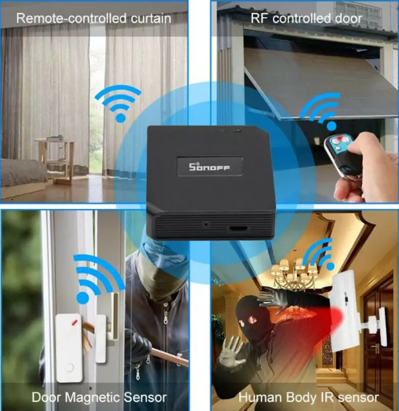 Интеллектуальный выключатель света SONOFF RF Bridge шлюз Wi-Fi Беспроводной RF переключатель Smart ПДУ 433 МГц