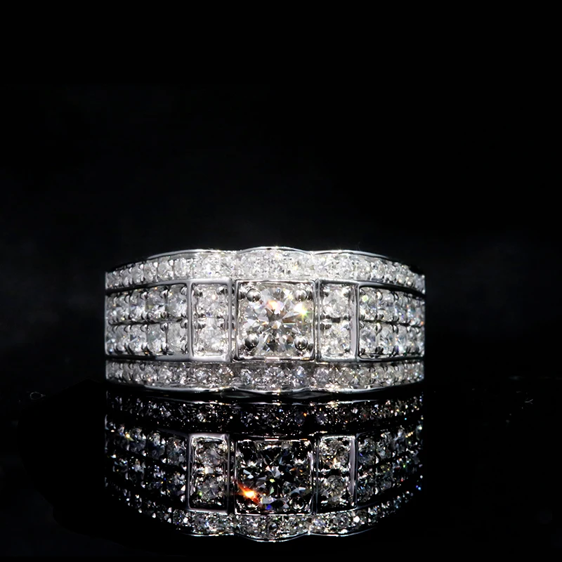 AEAW роскошное кольцо из муассанита, 18 К, белое золото, 0.2ct, 3,5 мм, круглая огранка, Brillant, лаборатория, бриллиант для мужчин, свадебные мужские ювелирные изделия