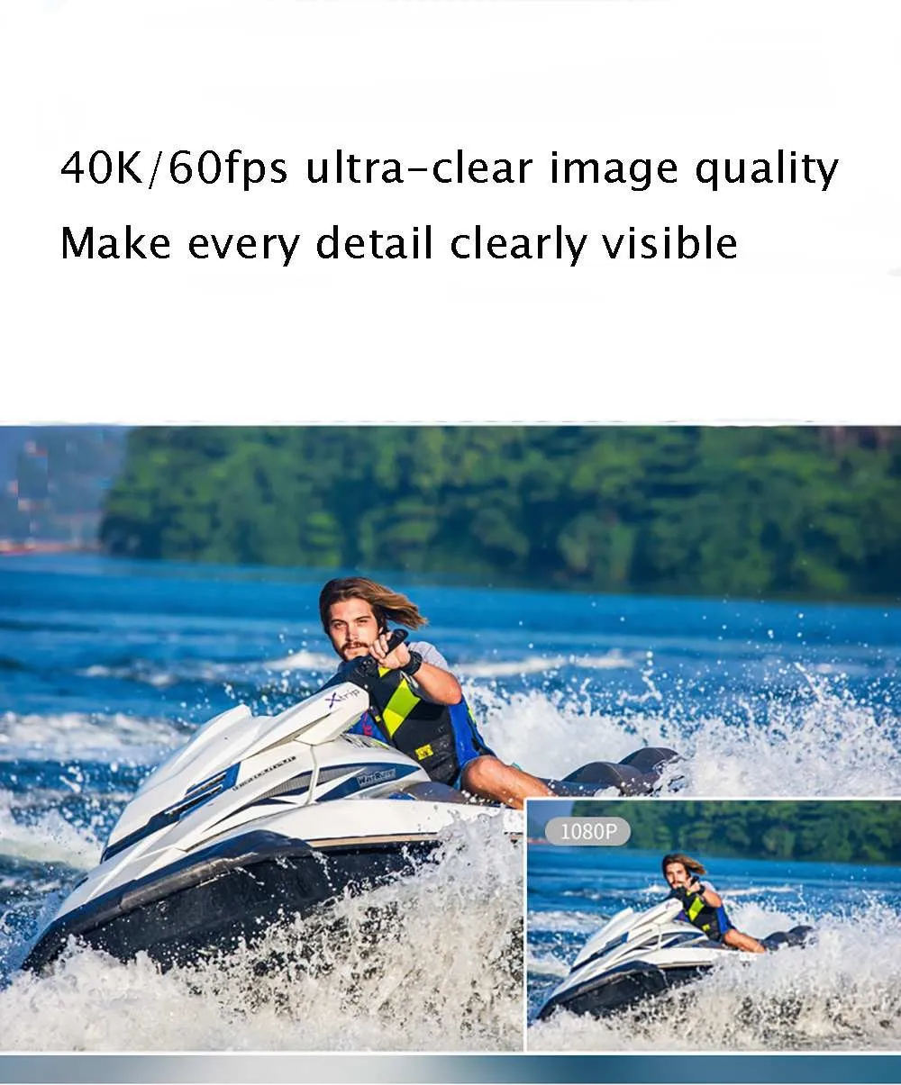 AUSEK Wifi 4K 60fps Ultra HD Waterproof Sports Action Camera With Extranal microphone description image 2