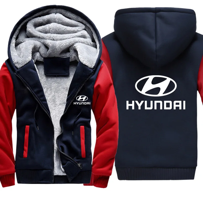 Толстовки для мужчин hyundai двигатель автомобиля логотип печати куртка для мужчин толстовки зима толстый теплый флис хлопок молния одежда реглан мужской спортивный костюм - Цвет: 801