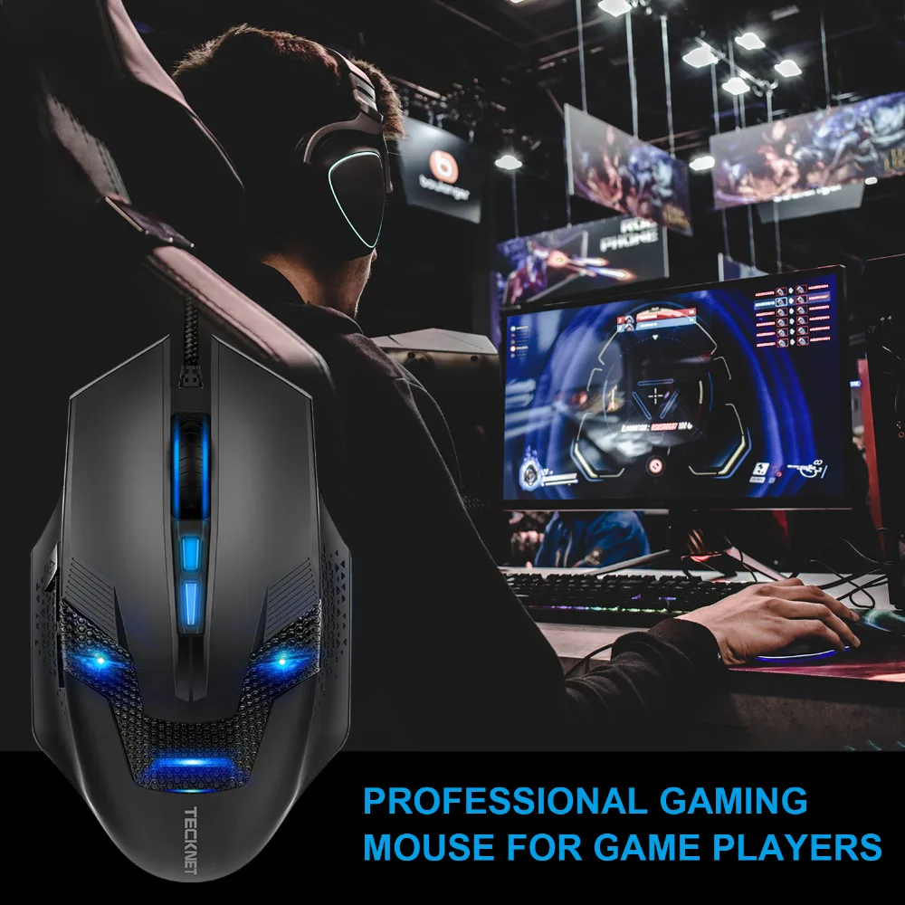 Tecknet игровая мышь 7000 dpi профессиональная проводная мышь 8 dpi Регулировка 8 программируемых кнопок мышь для Xiaomi PC ноутбука