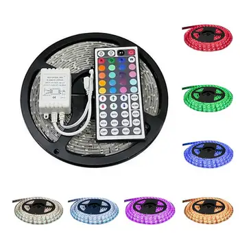 

RGB LED Strip 5M Color Changing Flexible Rope Light 5050SMD 300leds, 44Key Remote Controller for Home Party Decoration