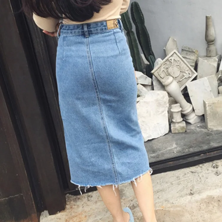 Denim Skirts European Style Jean Streetwear Blue Female Skirts