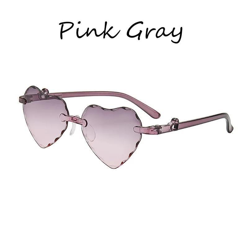 gray pink Модные солнцезащитные очки в форме сердца для детей, коллекция года, роскошный бренд, пляжный Подарочный очки для девочек и женщин, для вождения, карнавала, UV400 - Цвет линз: gray pink