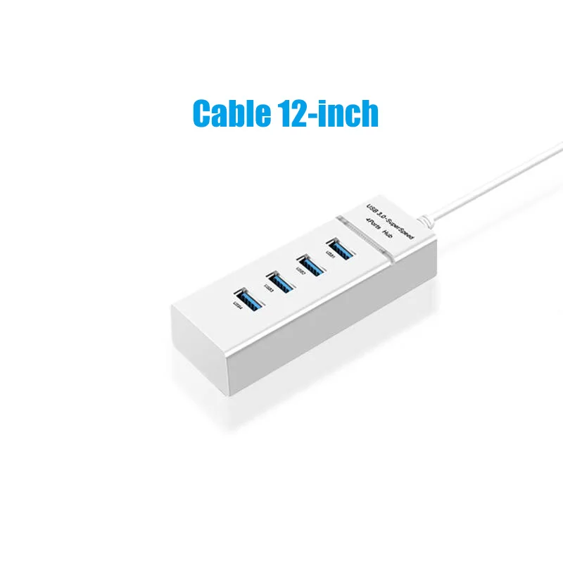 white 12inch cable 4-Порты и разъёмы USB 3,0 концентратор кабель длиной 12/48 дюйма с порт зарядки Micro USB для быстрой передачи данных USB удлинитель концентратора разъем расширения - Цвет: white 12inch cable
