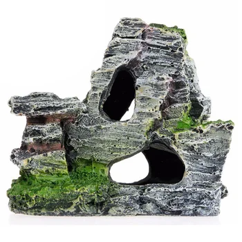 

Living Room Resin Underwater Fish Tank Ornament Stone Landscaping Artificial Moss Aquarium Rockery Mountain View Hiding Cave