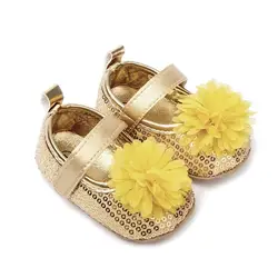 Обувь для маленьких девочек с большим цветком; детская обувь для малышей; мягкая нескользящая обувь с бантом; обувь для маленьких принцесс