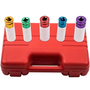 

5x Wheel Protector Impact Socket Set Nut Deep Impact Sockets Heavy duty 1/2'' 15mm, 17mm, 19mm, 21mm, 22mm