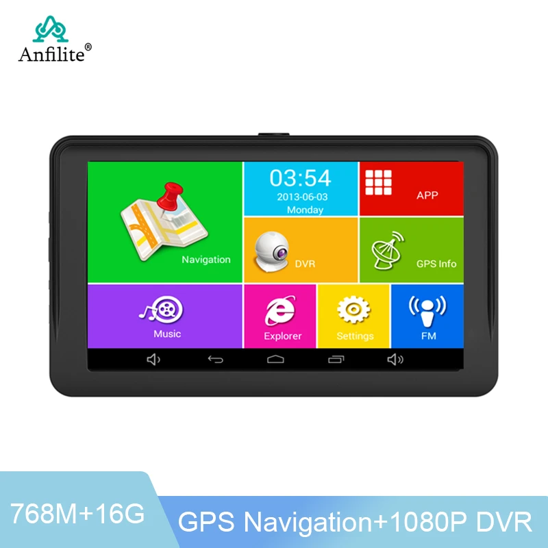 7 inch Car DVR GPS Navigation Android AVIN wifi Dash cam camera Automobile with Rear view camera Navigators sat nav Free maps atv gps