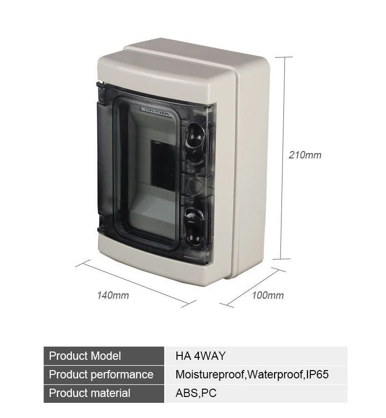 HA Series 4Way IP65 Waterproof and Dustproof Distribution Box MCB BOX ABS PC Material for Circuit Breakers Indoor on the Wall 2