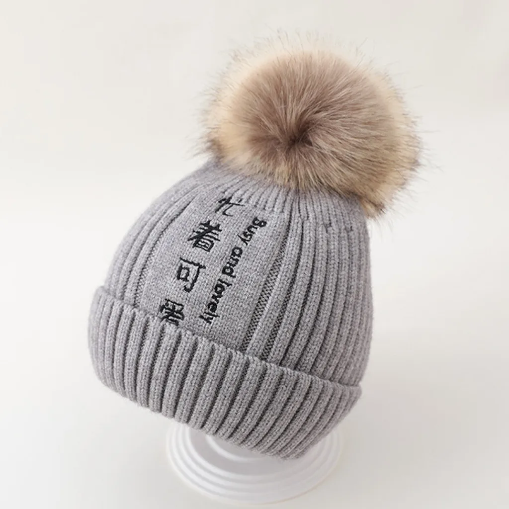 Harajuku/Детские Модные Меховые помпоны с героями мультфильмов для шапок, Меховые помпоны, милая осенне-зимняя теплая кепка вязаная шапка, капелуш дамски# ZB
