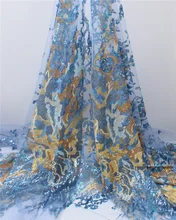 

PGC African Tulle Lace Fabric 2021 High Quality Lace Material French Nigerian Sequins Lace Fabric For Wedding Sewing YA4435B-6