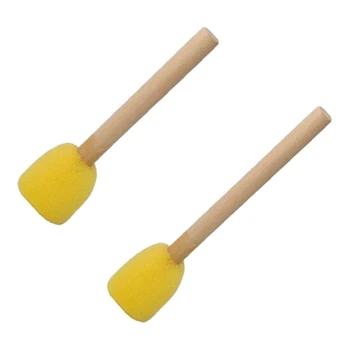 

2x Children Gifts 20Pcs Children Sponge Embossed Watercolor Water Powder Seal Acrylic Paint Brush Pen Yellow 2cm & 1.5cm