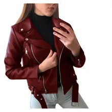 Women Spring Autumn PU Leather Jackets Ladies Slim Short Zipper Outerwear Jacket Coats Plus Size S-5XL