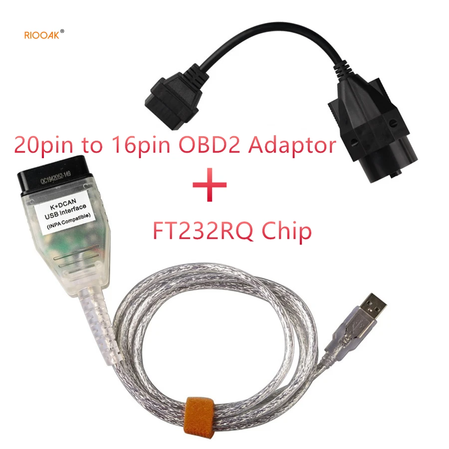 For BMW INPA K+CAN K CAN With FT232RL Chip DCAN USB Interface Plus 20pin to 16pin OBD2 Adaptor Connector bmw e39 | Автомобили и