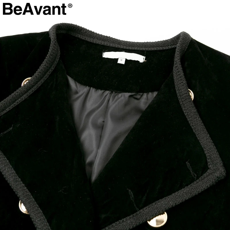 BeAvant/бархатная куртка с отложным воротником для женщин элегантные пуговицы