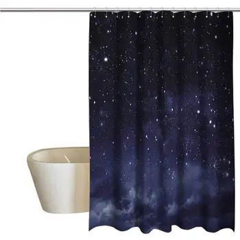 

Night Elegant Shower Curtains Ethereal View of The Dark Sky Atmosphere Nebula Fantasy Cosmic Universe Theme Waterproof Fabric