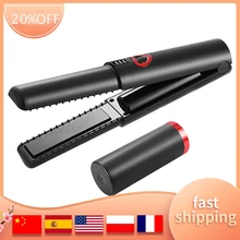 

Professional Hair Straightener Flat Iron For Healthy Styling 2 In 1 Curling Iron For All Hair Type Mini Rechargeable Cordless