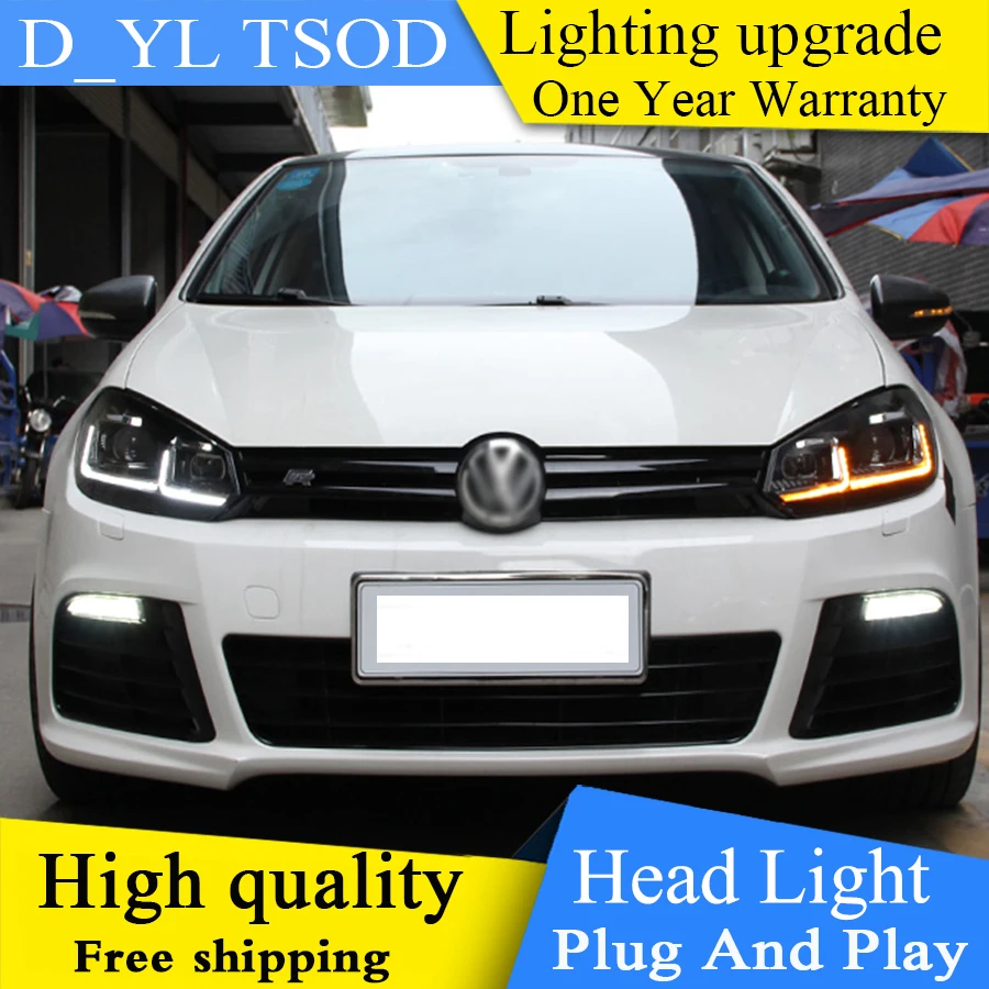 DY_L автомобильный Стайлинг для v w Golf 6 2009-2013 светодиодный фонарь для MK6 Golf 6 Головной фонарь светодиодный DRL биксеноновый светодиодный динамический сигнал поворота
