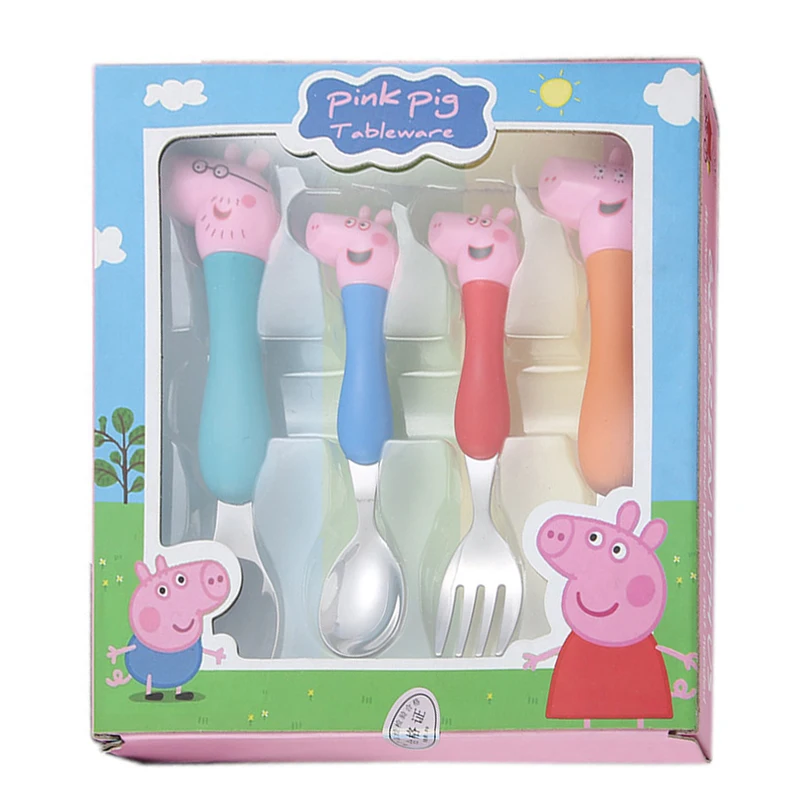 Style facultatif Peppa cochon en acier inoxydable vaisselle cuillère fourchette dessin animé Figure George enfant jouets cadeau Simple adapté aux enfants