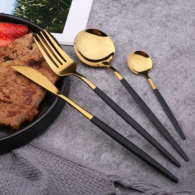 4pcs as photo Горячая Распродажа столовый набор столовых приборов ножи вилки ложки Wester кухонная посуда из нержавеющей стали вечерние столовые приборы - Цвет: 4pcs as photo