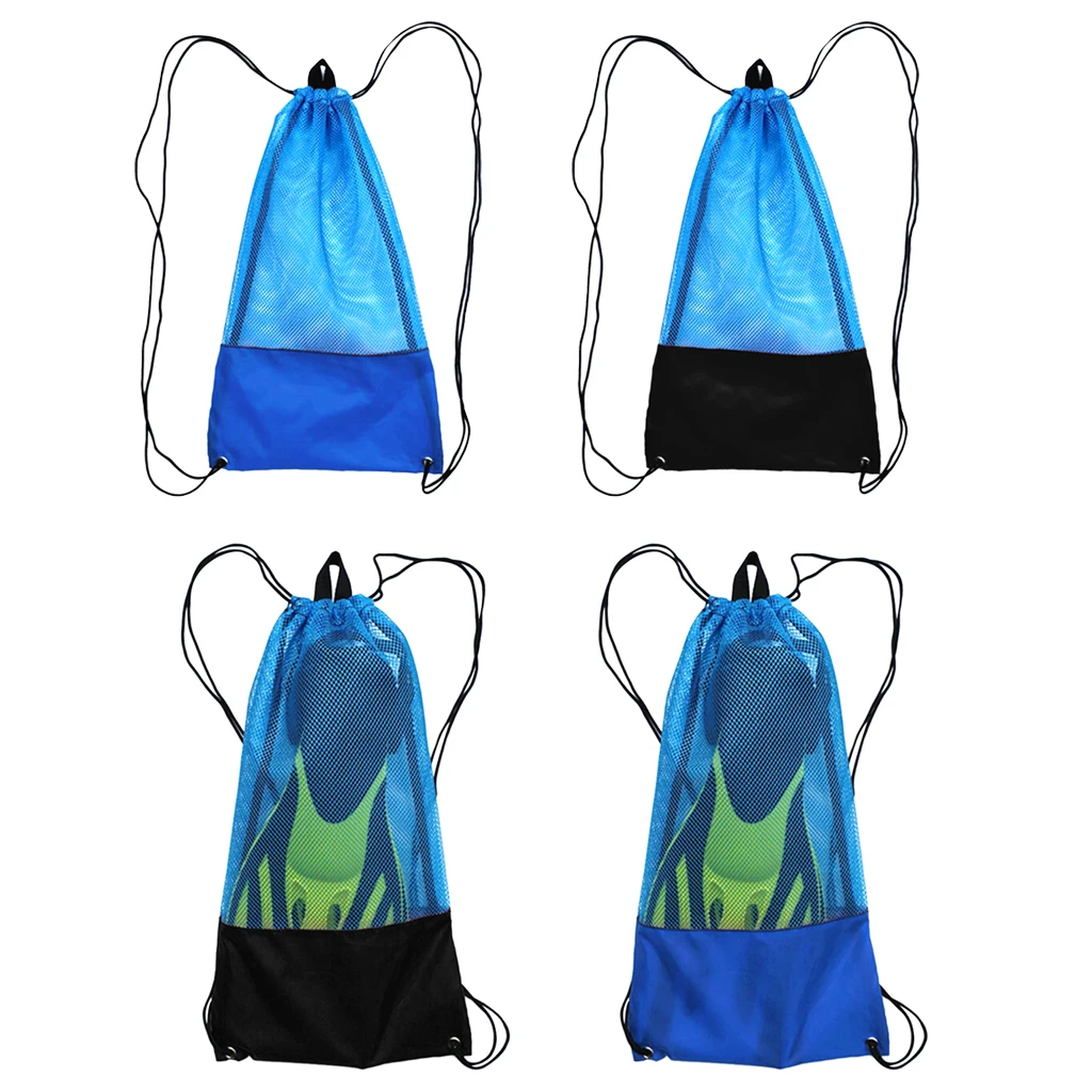 

2 Pieces Mesh Sports Equipment Bag, Drawstring Snorkel Bag for Scuba Diving, Snorkeling, Boating and more