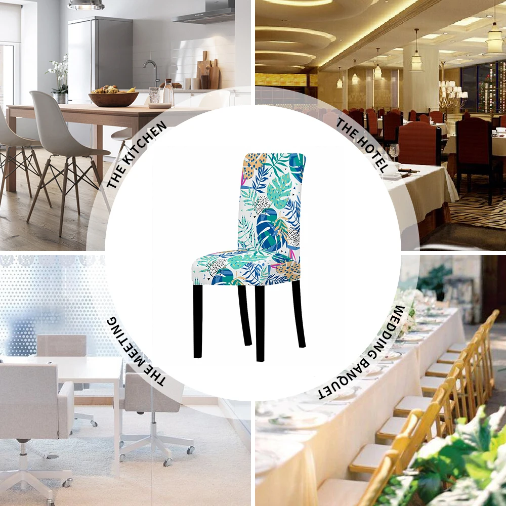 Universal Chair Covers Printed Elastic Stretch Universal Chair Cover Slipcovers For Dining Room Wedding Banquet Hotel