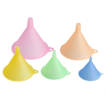 

New 5 Pcs Funnel Set Silicone Oil Funnel Tool Colorful Plastic Liquid Dispensing Mini Funnels Household Kitchen Supply