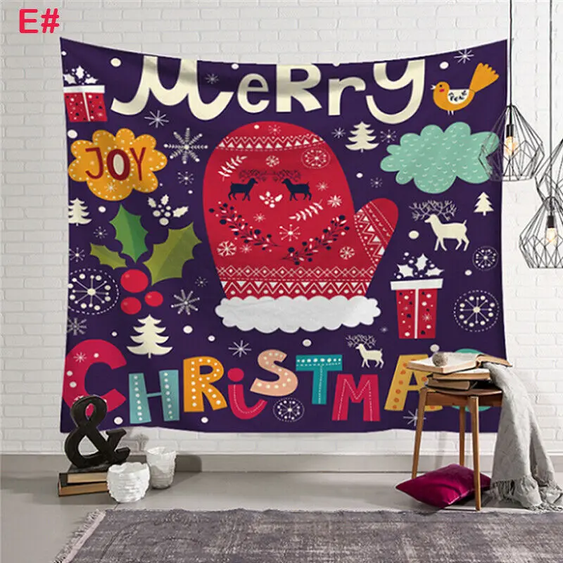 Christmas Tapestry Wall Hanging Shower Curtain Bedspread Throw Art Home Decor 