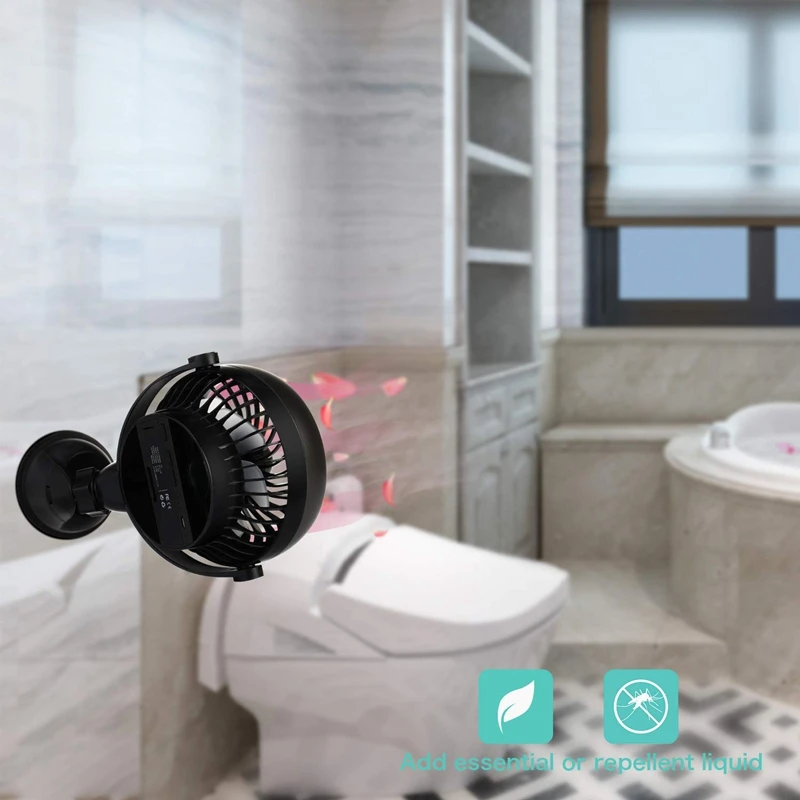 

XMX-Battery Operated Kitchen Fan with Suction Cup, Capacity Rechargeable Wall Fan, Personal USB Fan with Strong Airflow, 4 Speed