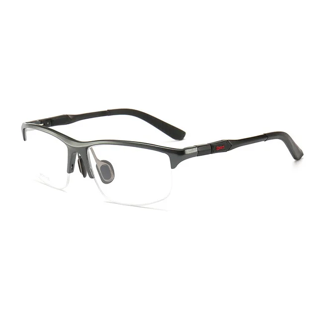 Оптическая оправа для очков для мужчин, очки по рецепту, очки из алюминиево-магниевого сплава с полуободом, мужские очки, оправа из сплава, очки - Frame Color: BLACK